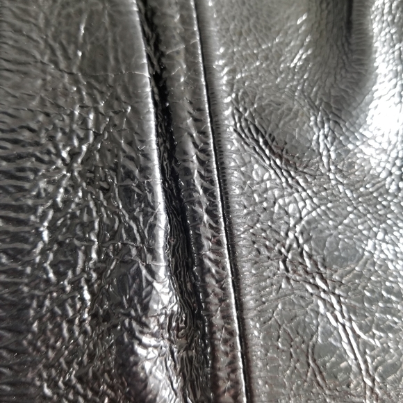 Vintage Y2K Black Patent Leather Clutch Goldenbleu Tiffany Oversized Zippered - Picture 8 of 12